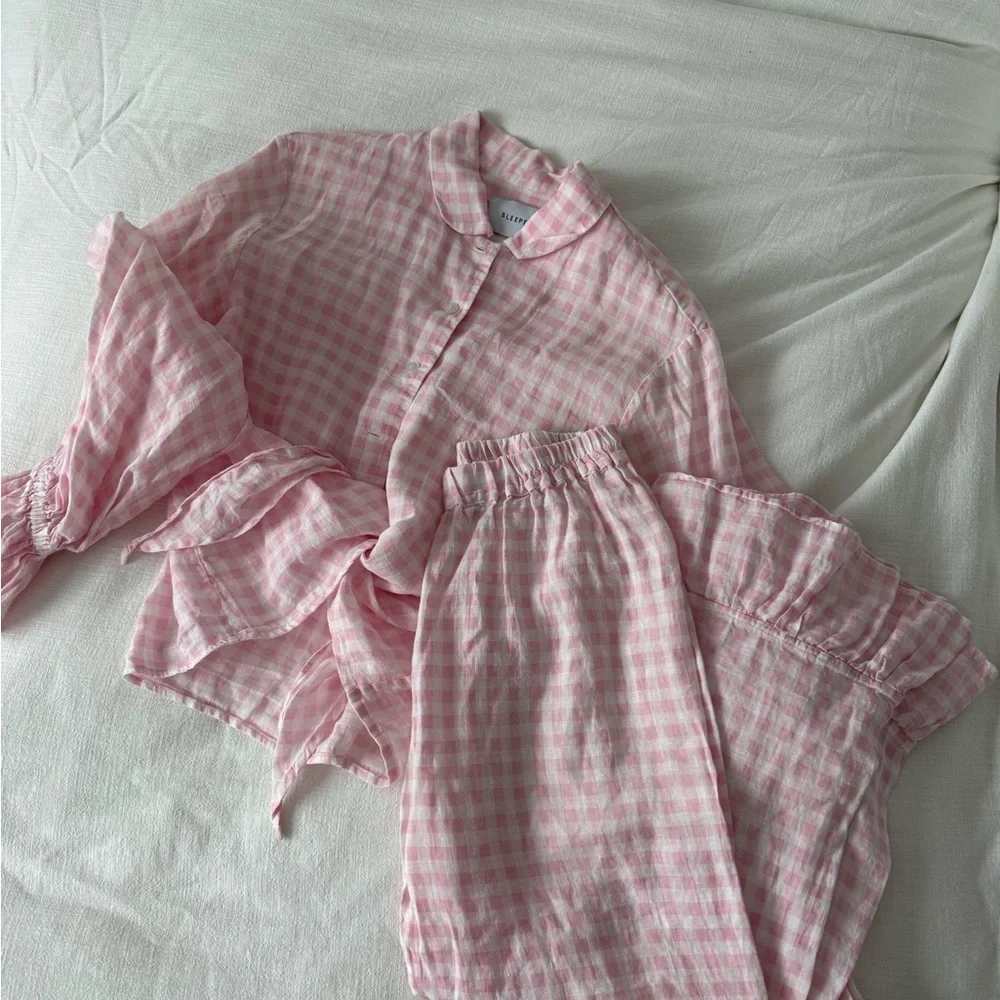 Sleeper Rumba Pink and White Gingham Pajama Lounge Set